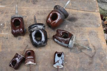 vintage industrial hardware, lag screw ceramic insulators old electrical wiring