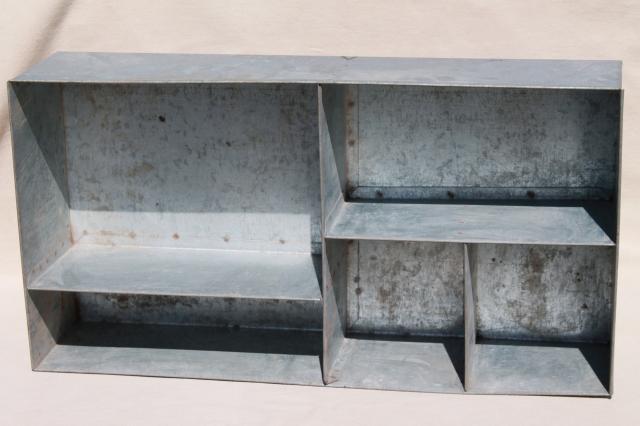 vintage industrial metal parts bin tool box, sorter / organizer for table or wall moun