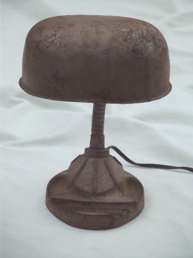 vintage industrial work light, gooseneck desk lamp w/ metal lamp shade