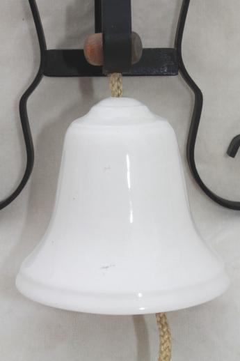 vintage iron bracket china bell, wall mount doorbell or shopkeeper's service bell