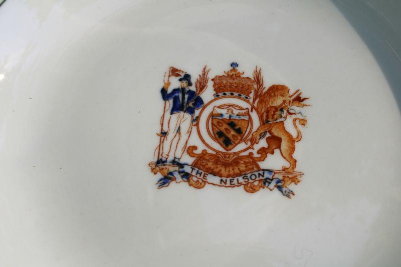 vintage ironstone china dishes The Nelson coat of arms emblem soup bowls