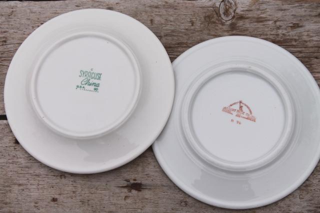 vintage ironstone china plates w/ W monogram letter, mid-century modern