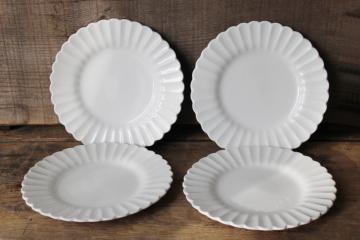 vintage ironstone china plates, fluted edge salad plates set J&G Meakin Classic White