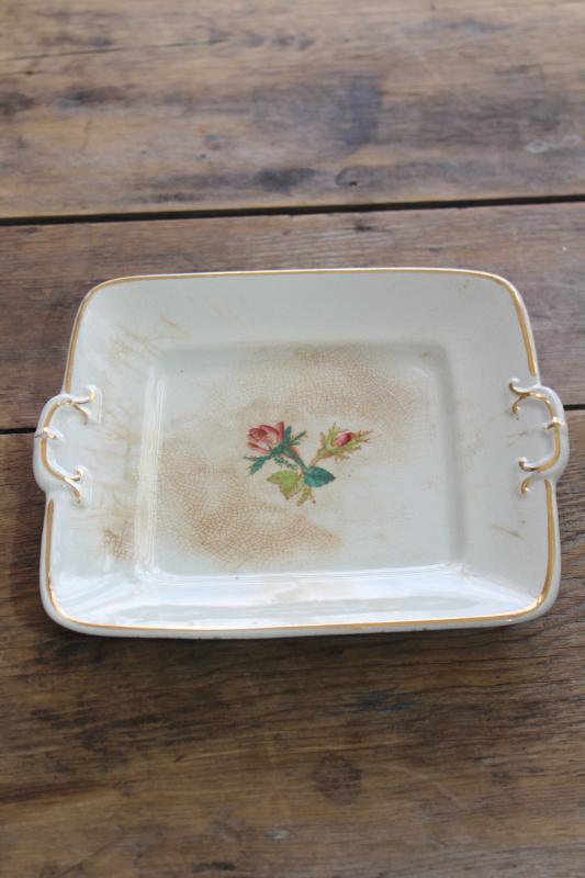 vintage ironstone tray or square cake plate, 1800s Wedgwood Stone ...