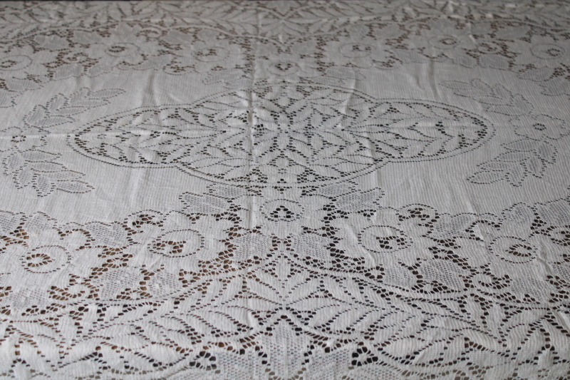 vintage ivory lace tablecloth, never used cotton or cotton rayon blend 66 x 52