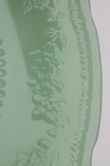 vintage jadeite saucer plates, Fire-King Alice jadite set of 10 matching saucers