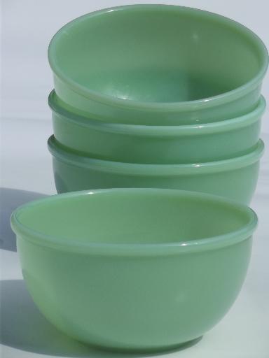 vintage jadite green Fire-King jadeite soup stew chili bowls set of 4 