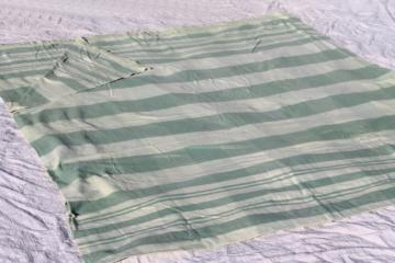 vintage jadite green camp bunk blanket double long fold over cotton / rayon sheet blanket