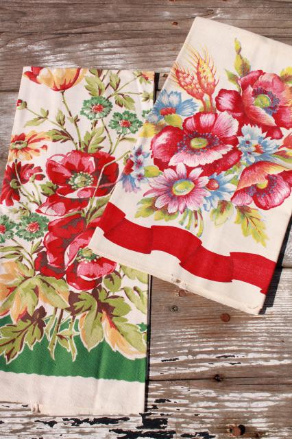 Vintage Floral Tea Towel Set, Botanical Flower Linen Dishtowels, Shabby  French Country Kitchen Towels Gift Set, Cottage Chic. 