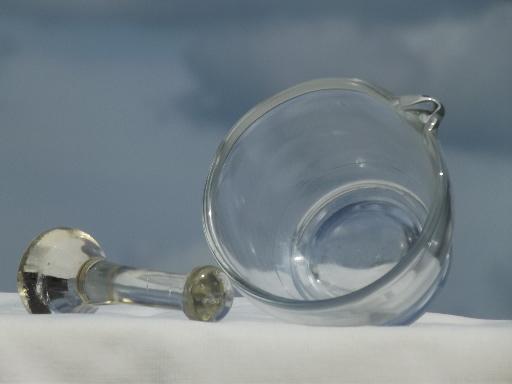 vintage laboratory glass mortar & pestle sets, clear glass mortars & pestles