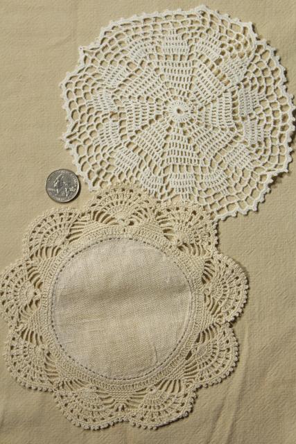 vintage lace doilies & table mat centerpieces, shabby chic crochet doily lot