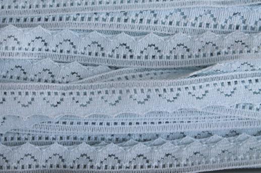 vintage lace edging sewing trim all in shades of blue, bulk yardage craft trims lot