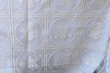 vintage lace fabric yardage, Cabbage Patch Kids doll motif blocks for sewing / crafts