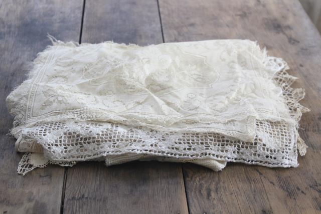 vintage lace for upcycling projects, sewing crafts - old machine made lace runners & doilies