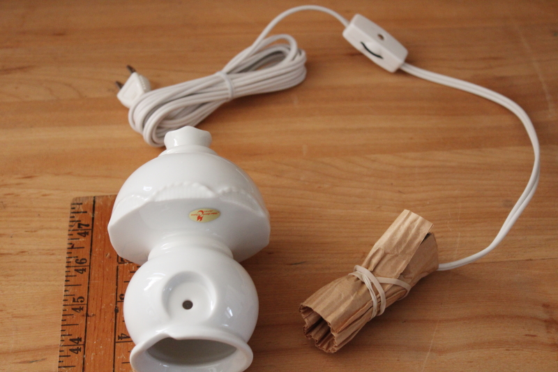 vintage lamp nightlight, pure white porcelain glow light made in Japan never used
