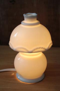 vintage lamp nightlight, pure white porcelain glow light made in Japan never used