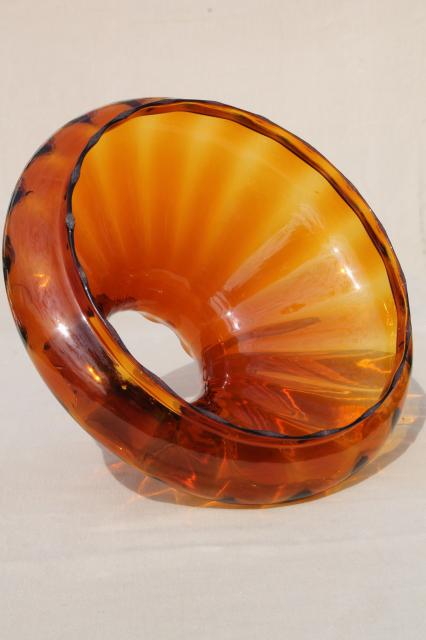vintage large amber glass lampshade, hand-blown glass replacement shade for hanging light