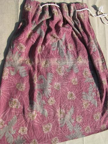 vintage laundry bag, 1920s cotton fabric w/ art deco phoenix print