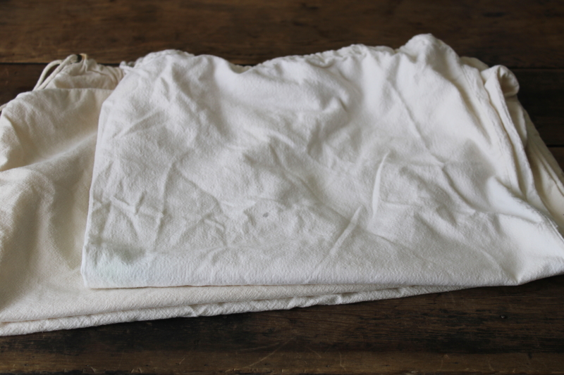 vintage laundry bags, natural cotton feed sack fabric totes modern farmhouse style