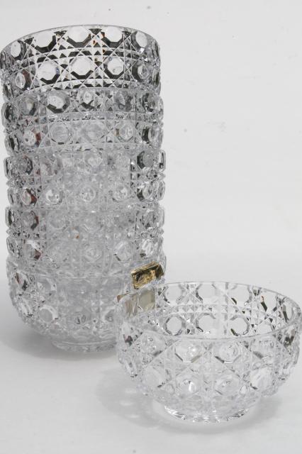 vintage lead crystal bowls, bleikristall button cut Tritschler Winterhalder W Germany