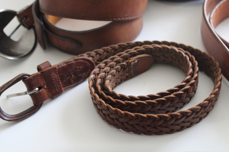 vintage leather belts lot, western  modern hipster styles, tooled leather for crafts