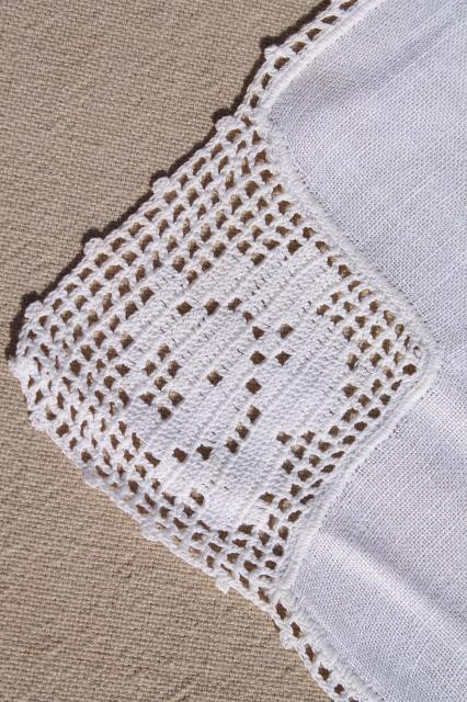 vintage linen napkins w/ lace & crochet edgings, cloth napkins elegant farmhouse style