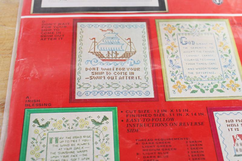 vintage linen sampler printed for embroidery, Don't Wait For Your Ship To Come In