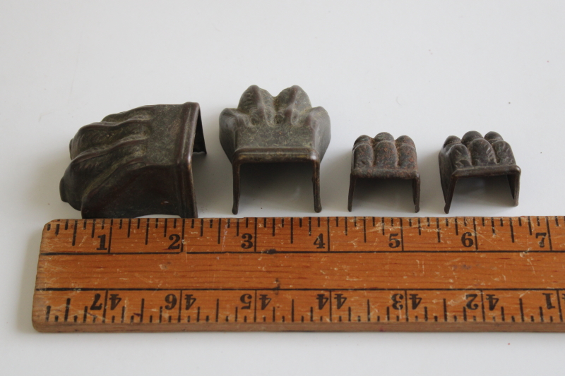vintage lion paw claw foot furniture leg toe cap covers, antique brass plated hardware