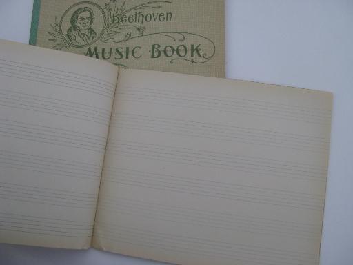 vintage lot for crafts / scrapbooks, lined music staff score paper and old blank books