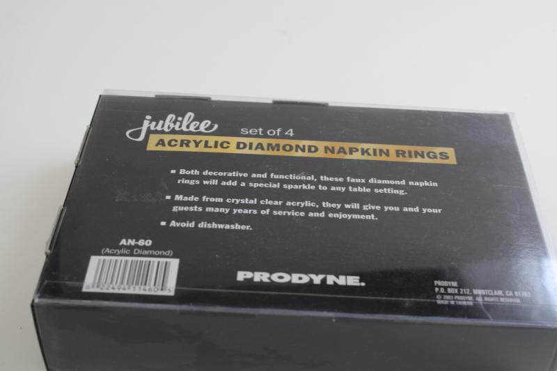 vintage lucite acrylic plastic diamonds, big diamond ring napkin