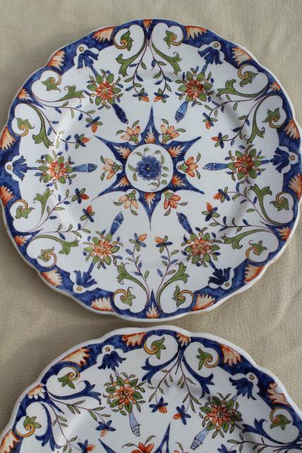 vintage majolica pottery hand painted plates, Portugal or Ginori Italy?