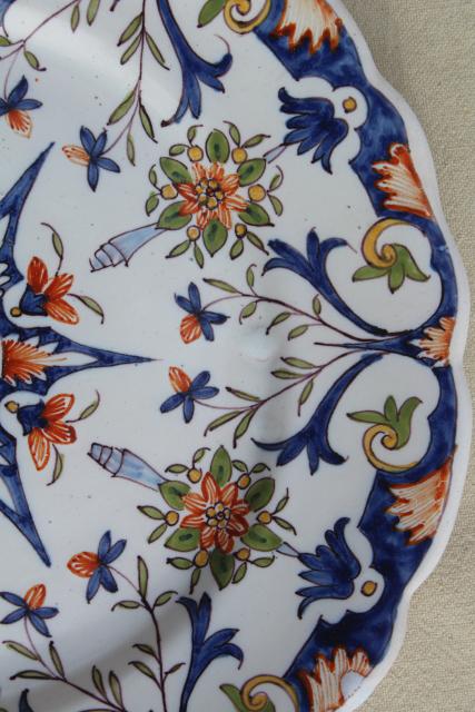 vintage majolica pottery hand painted plates, Portugal or Ginori Italy?