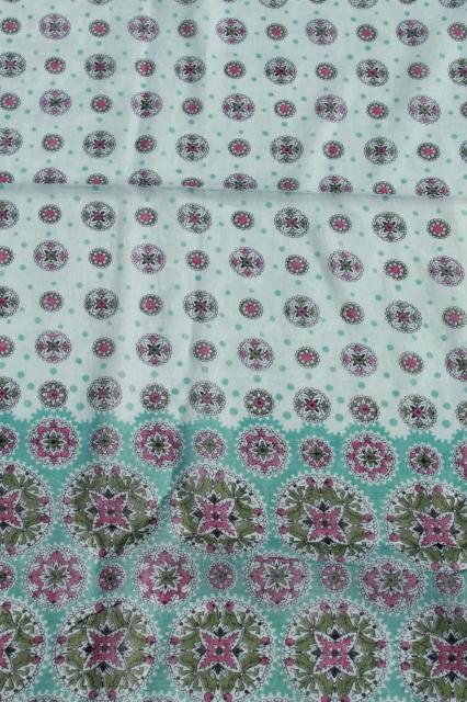 vintage mandala border print fabric, fine light pure cotton voile or lawn