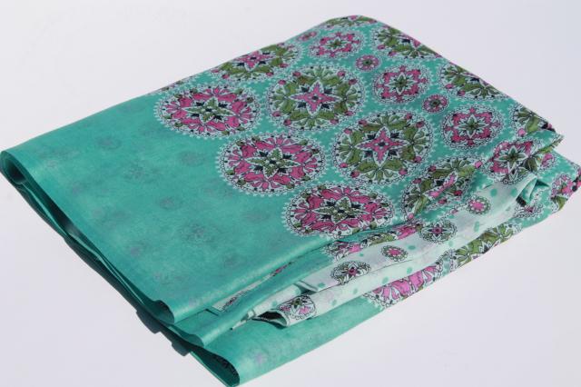 vintage mandala border print fabric, fine light pure cotton voile or lawn