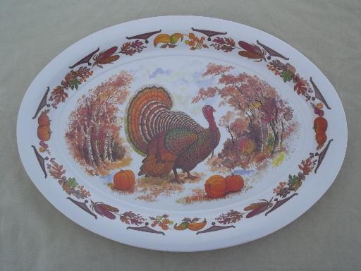 vintage melmac turkey platter, huge platter for Thanksgiving or Christmas