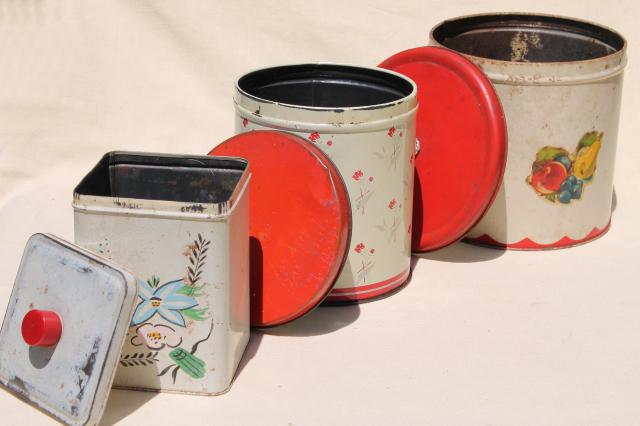 vintage metal bread box tin & kitchen canisters, retro fixer-uppers to paint or upcycle