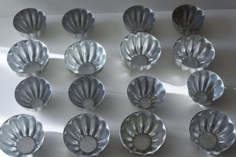 vintage metal jello molds, large & small fluted shapes for individual