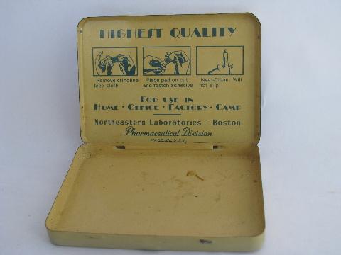 vintage metal litho first aid kit bandage tin, nurse in uniform illustration