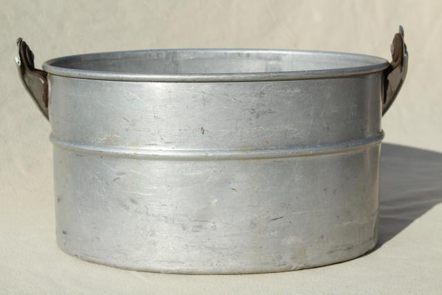 vintage metal lunch bucket, Wearever aluminum stacking tiffin box miners lunch pail