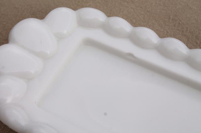 vintage milk glass butter dish Westmoreland paneled grape stick butter plate & cover