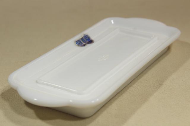 vintage milk glass butter dish plate for Imperial paneled grape pattern cover