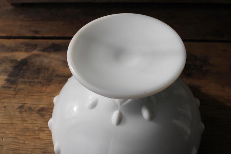 vintage milk glass centerpiece bowl flower vase, Indiana glass teardrop pattern