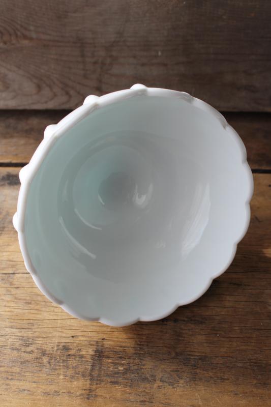 vintage milk glass centerpiece bowl flower vase, Indiana glass teardrop pattern
