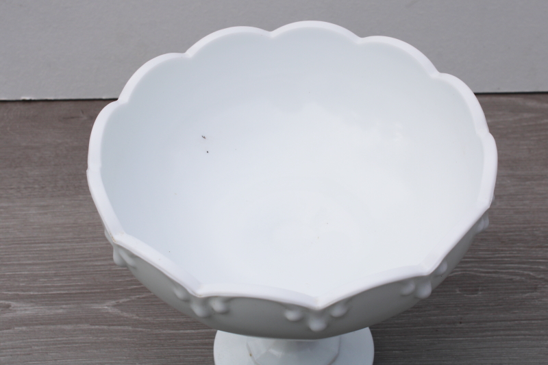 vintage milk glass compote bowl, Indiana teardrop garland pattern glass