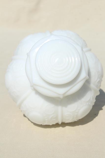 vintage milk glass globe shade, embossed pressed glass shade for antique ceiling light fixture