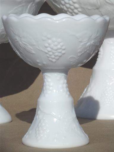 vintage milk glass pedestal bowls in tiered sizes for trio set or tower
