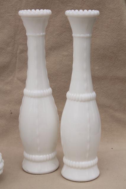 vintage milk glass vases, florists vase lot for wedding flowers, displays