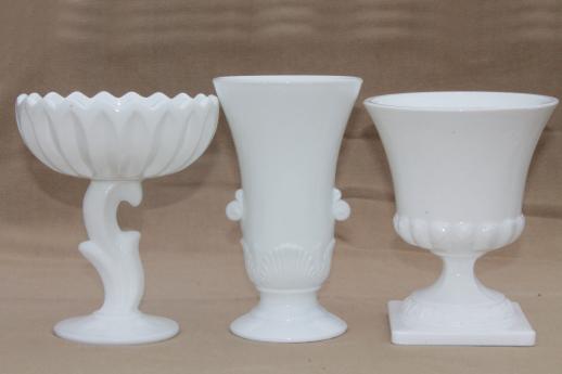vintage milk glass vases & flower bowls, florists vases lot for wedding flowers, displays
