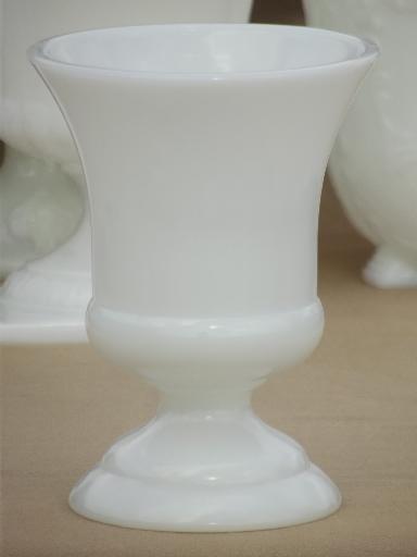 vintage milk glass vases lot, urns & old french milk glass jardinieres
