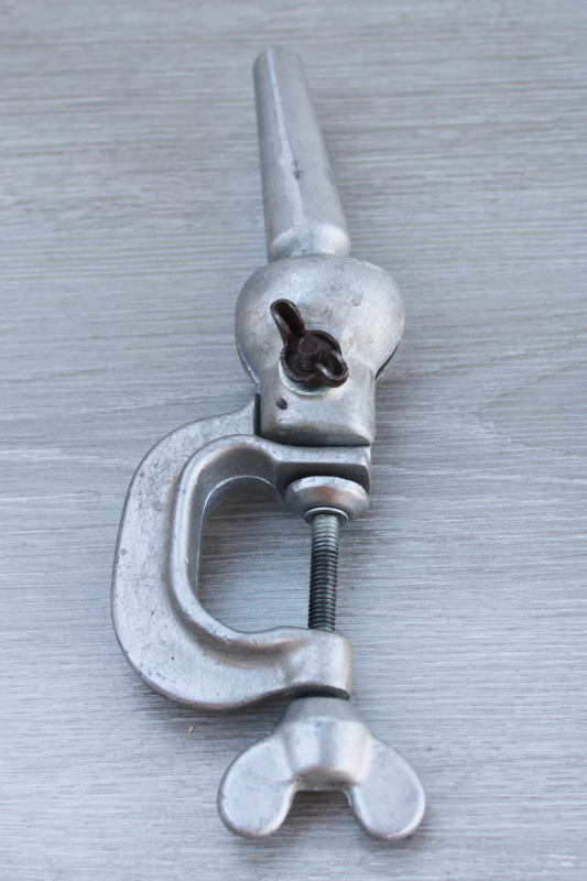 vintage millinery clamp cast metal pivot for hat block mannequin head